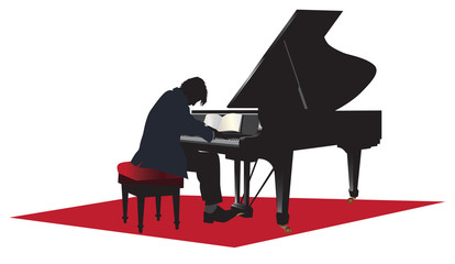 Piano player vector illustration