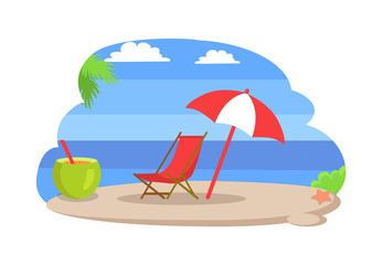Seaside Sunny Beach Island Vector Illustration