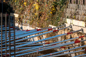 Fundament beim Neubau wird abgestützt