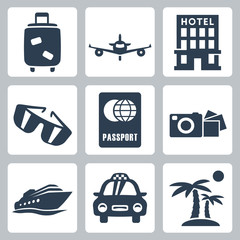 Vector isolated travel icons set