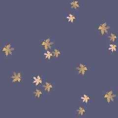 Golden autumn falling leaves of maple endless pattern in vector. Print for fabric.