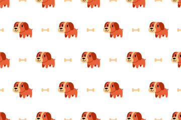 Vector cartoon character cute dog seamless pattern