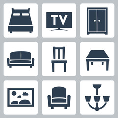 Vector isolated furniture icons set