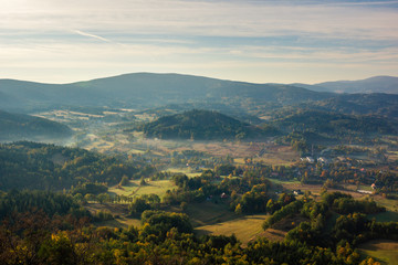 View from Krzyzna Gora in Rudawy Janowickie, Sudety, Poland