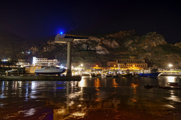 Night on the port of Buggerru along the South West coast of Sardinia.