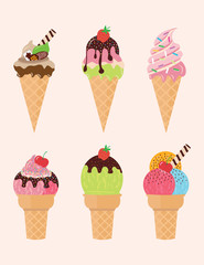 Ice Cream Dessert Collection. Ice Cream Illustration in Vector. Ice Cream and Sweets Design
