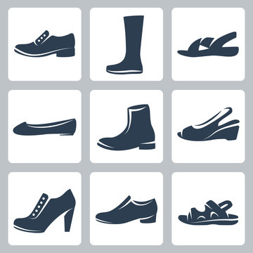 Vector isolated shoes icons set