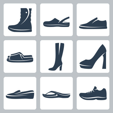 Vector isolated shoes icons set