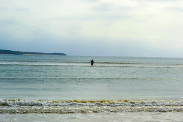 Fototapeta na wymiar A favorite surfing spot on the Australian Pacific coast in Apollo Bay.