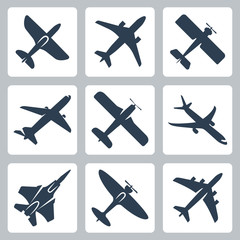 Vector isolated plane icons set