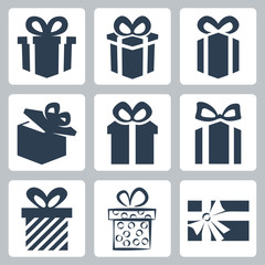 Vector isolated gift, present icons set