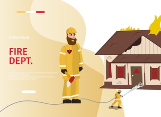 Vector Illustration Cartoon Concept Firefighter