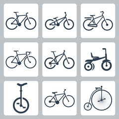 Vector isolated bicycles icons set
