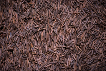 tipo de arroz negro o venere, foto macro con textura aérea