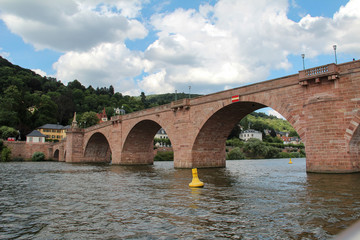 Fototapeta na wymiar Neckar. Bridge over Neckar in Heidelberg, Germany