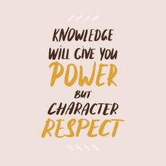 Text Power and respect hand written quote on a pastel pink background. Inspirational square wall art, social media post, greeting card, t-shirt design.