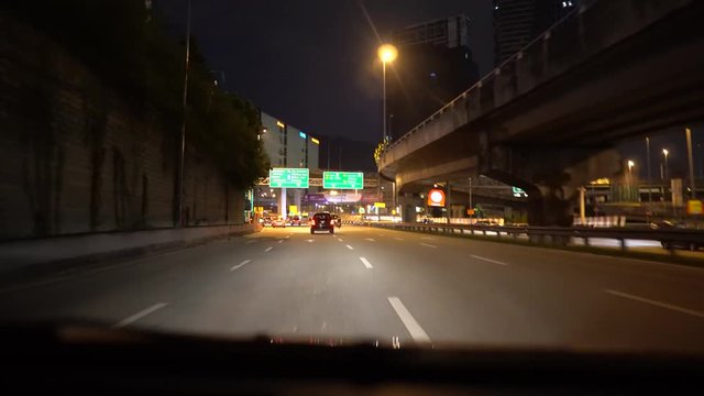Driving time lapse POV night in Kuala Lumpur city. LDP Highway. Lebuhraya Damansara Puchong