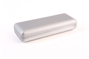 Silver closed case on a white isolated background