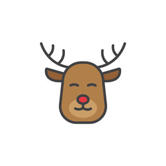 Christmas deer icon in flat style isolated on white background.