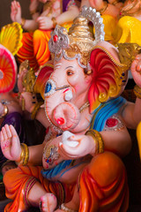 Idols of Hindu lord Ganesh/Ganesha being sold in Goa, India on the occasion of Ganesh Chaturthi Festival 