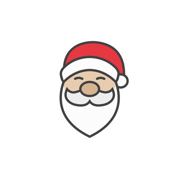 Santa Claus icon in flat style isolated on white background.