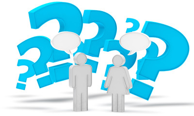 Signo de interrogación. Símbolo o icono de la mujer aislado sobre el fondo blanco. Concepto de feminismo e igualdad entre hombres y mujeres. Preguntas y dudas de la mujer.