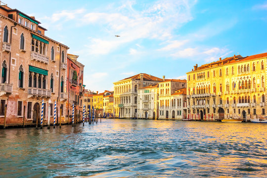 Venetian palaces in the Grand Canal divarication near the Univer