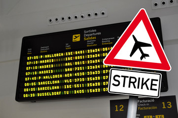 Anzeigetafel Ankunft Abflug Pilotenstreik Lotsenstreik Bodenpersonal Strike