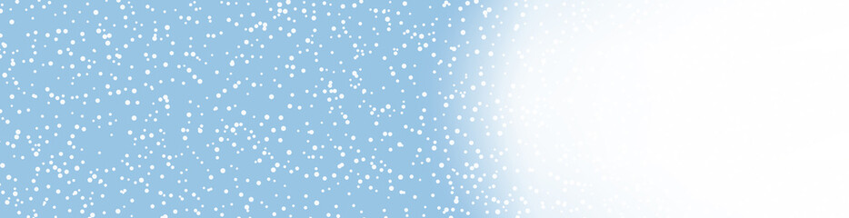 Blue shiny banner with snow for winter, Christmas and New Year decorations.