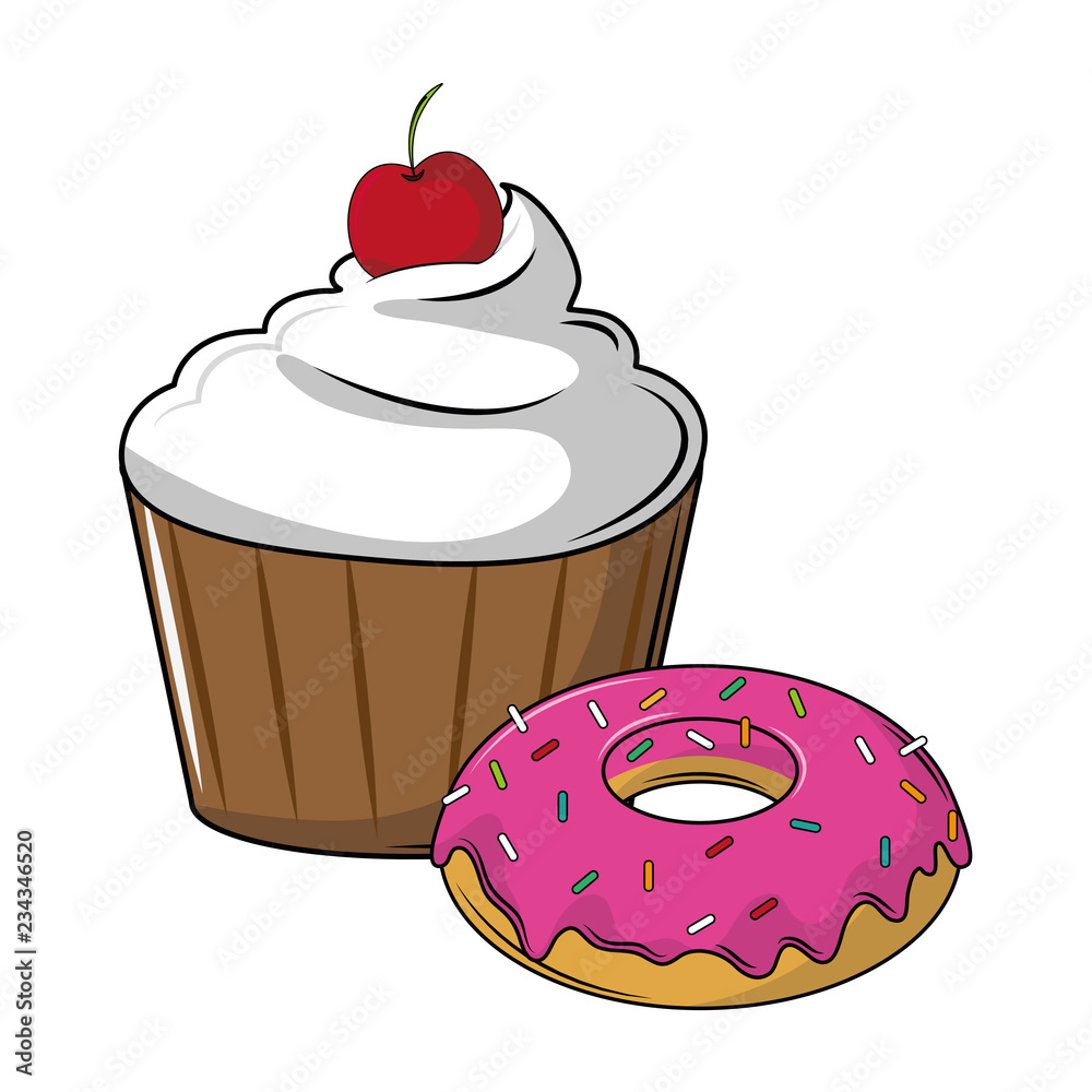 Sticker Cupcake and donut