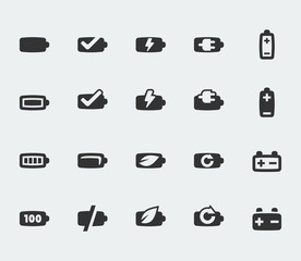 Vector battery mini icons set