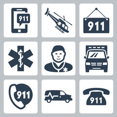 Vector emergency service icons set