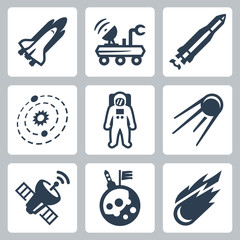 Vector space icons set