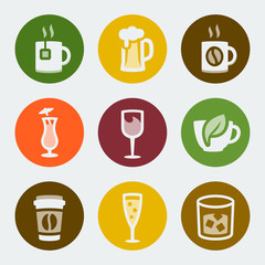 Vector drinks color icons set