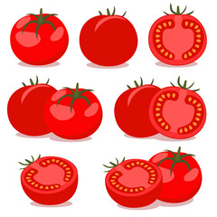 Vector tomato, collection of vector illustrations.