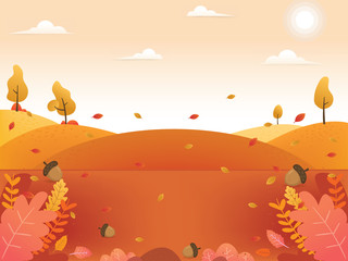 Autumn background illustration. Autumn fall leaves background. Beautiful autumn scenery background