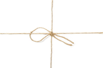 rope wrap with bow isolated on white, clipping path, top view