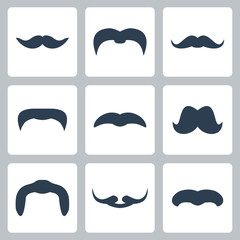 Icon set of vector mustaches