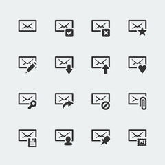 Mail envelope mini icons set