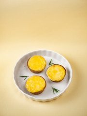 Baked Portuguese egg custard tarts.