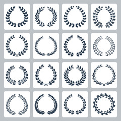 Laurel wreaths vector icons set