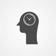 Head with clock vector icon sign symbol