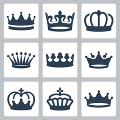 Crowns vector icons set