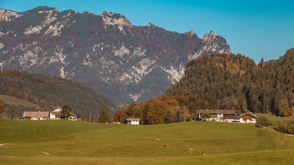 Fototapeta na wymiar Beautiful alpine autumn view near Berchtesgaden-Bavaria-Germany