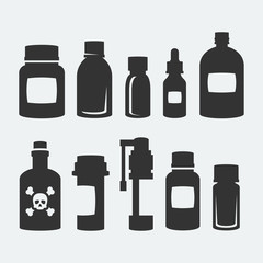 Medicine bottles vector icons set