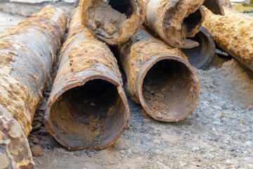 pipes clogged with sediment rust