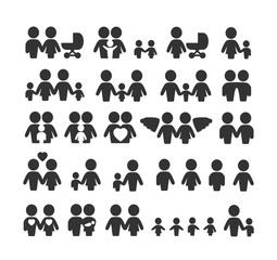 Vector family and relationships icons set
