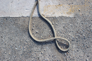 Rope on concrete circular shape grey gray  