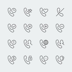 Phone communication related vector icon set