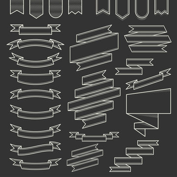 Vector ribbons set, thin line style